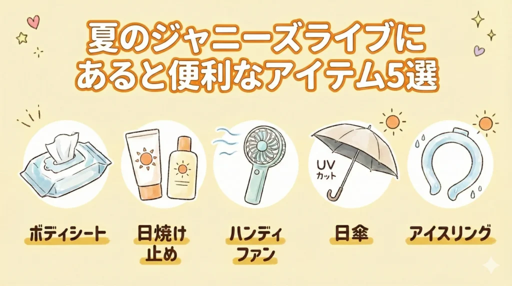 夏のジャニーズライブにあると便利なアイテム5選