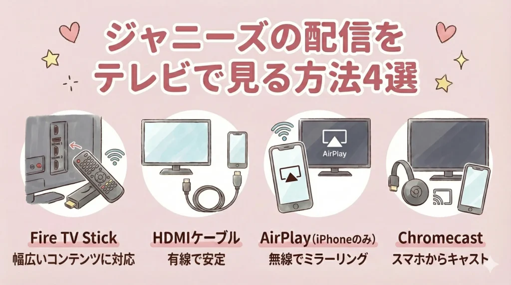 ジャニーズの配信をテレビで見る方法4選