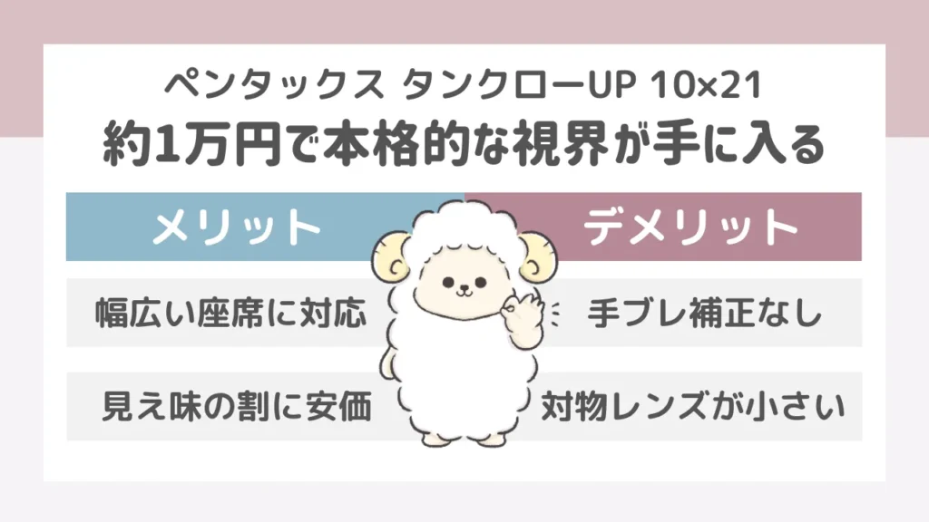 ジャニーズライブにおすすめの双眼鏡5選|ペンタックス「タンクローUP10×21」