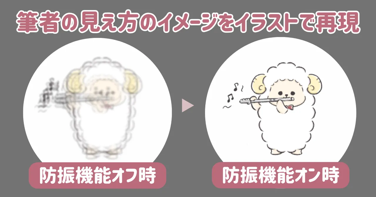 防振双眼鏡を使ったときの見え方のイメージ
