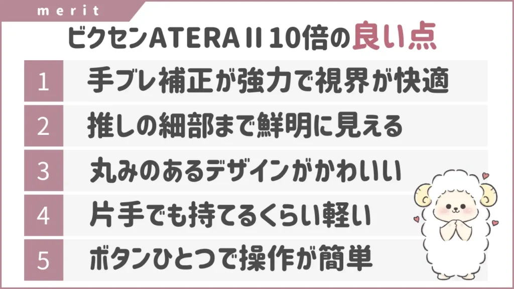 【口コミ】倍率10倍ビクセン防振双眼鏡の良い点