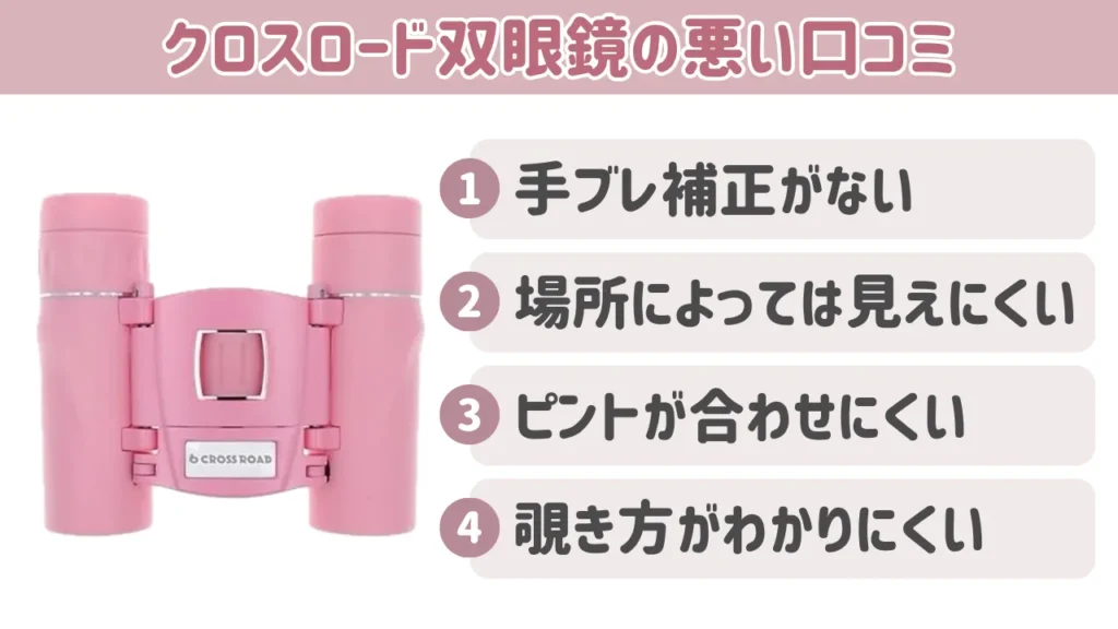 クロスロード双眼鏡の悪い口コミ