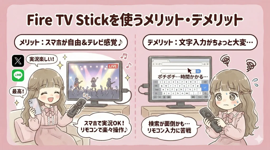 ジャニーズ配信をテレビで見る方法【目的別の選び方】｜テレビ放送を見ている感覚で楽しみたい人はFire TV Stick【メリット・デメリット】