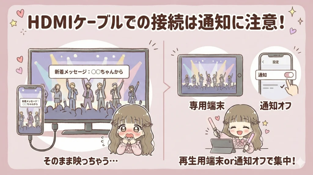 ジャニーズの配信をテレビで見る方法｜HDMIケーブルでの接続は通知に注意！