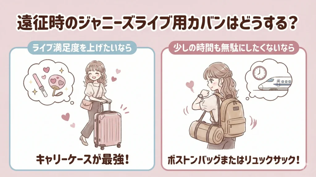 遠征時のジャニーズライブ用カバンはどうする?