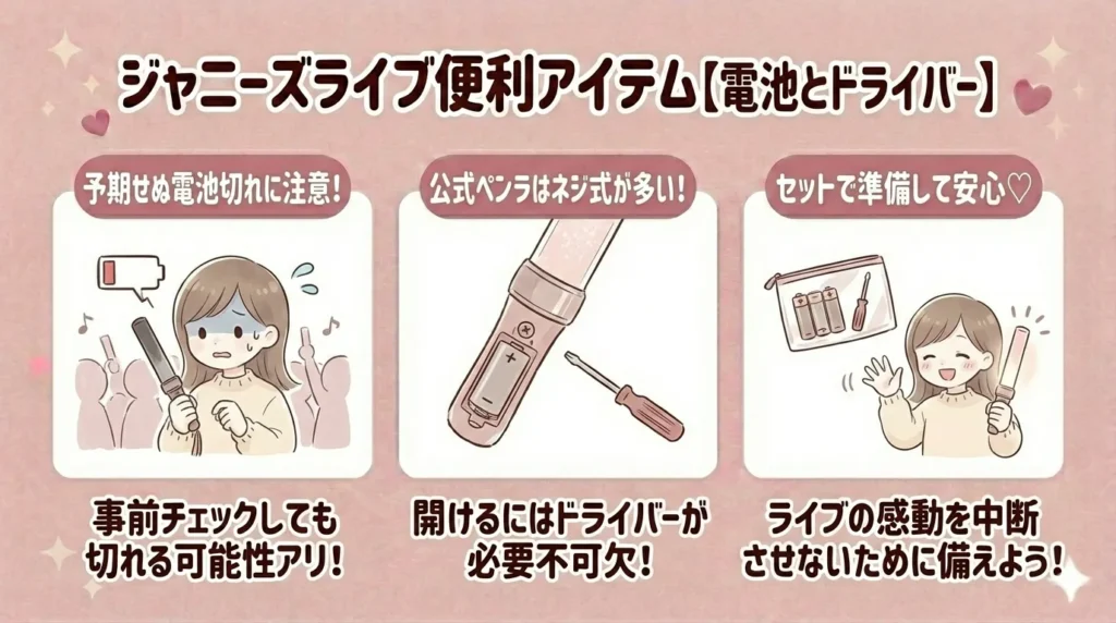 ジャニーズライブ便利アイテム【電池とドライバー】