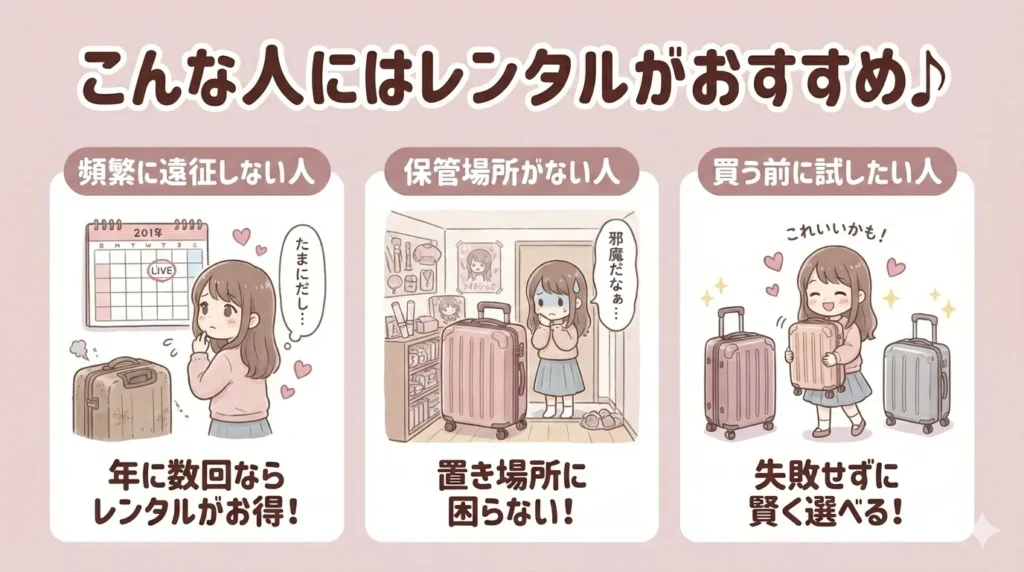 こんな人にはキャリーケースはレンタルがおすすめ