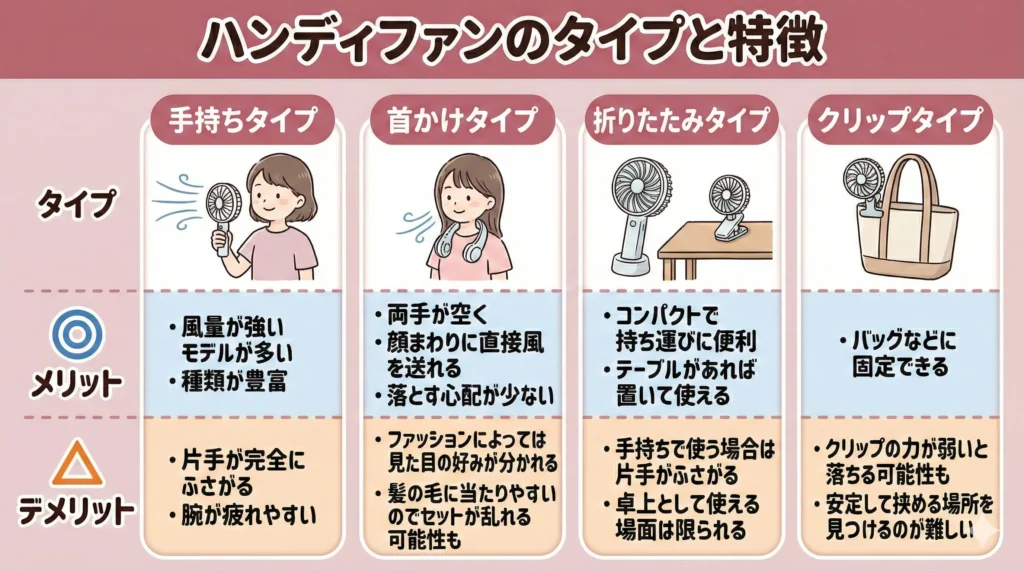 ハンディファンのタイプと特徴