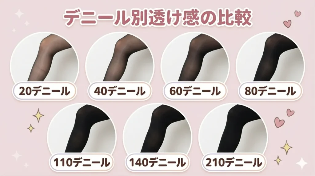 冬のジャニーズライブの服装にプラスすべき防寒グッズ【タイツのデニール（厚さ）別透け感の比較】