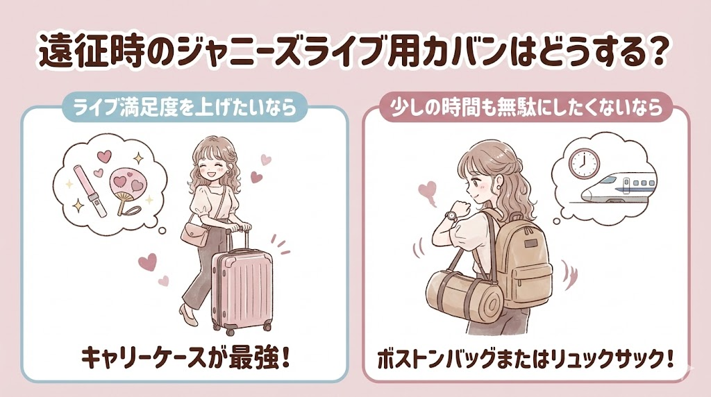 遠征時のジャニーズライブ用カバンはどうする？