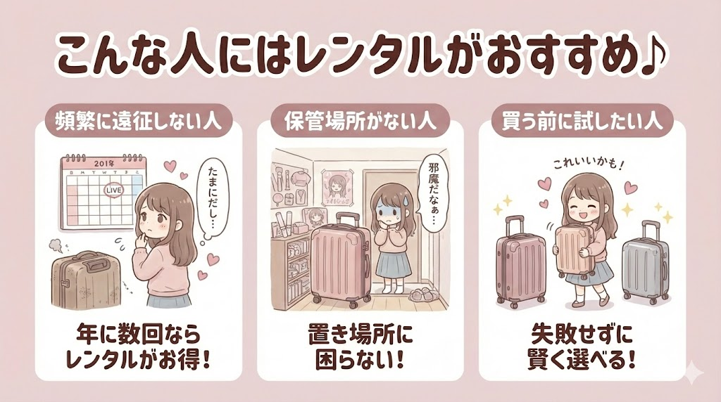 キャリーケースのレンタルがおすすめな人