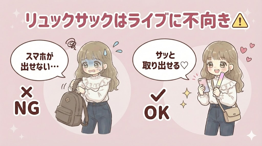 ジャニーズライブにリュックサックが不向きな理由