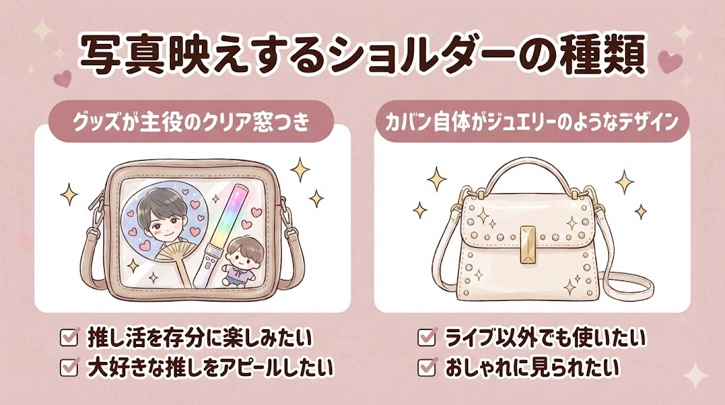 写真映えするショルダーの種類（一例）