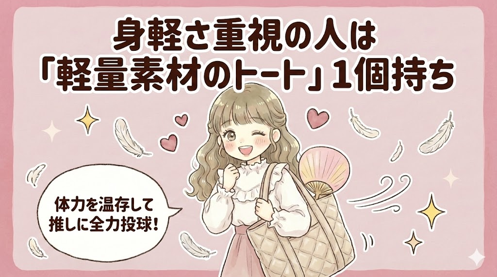 身軽さ重視の人は「軽量素材のトート」1個持ち