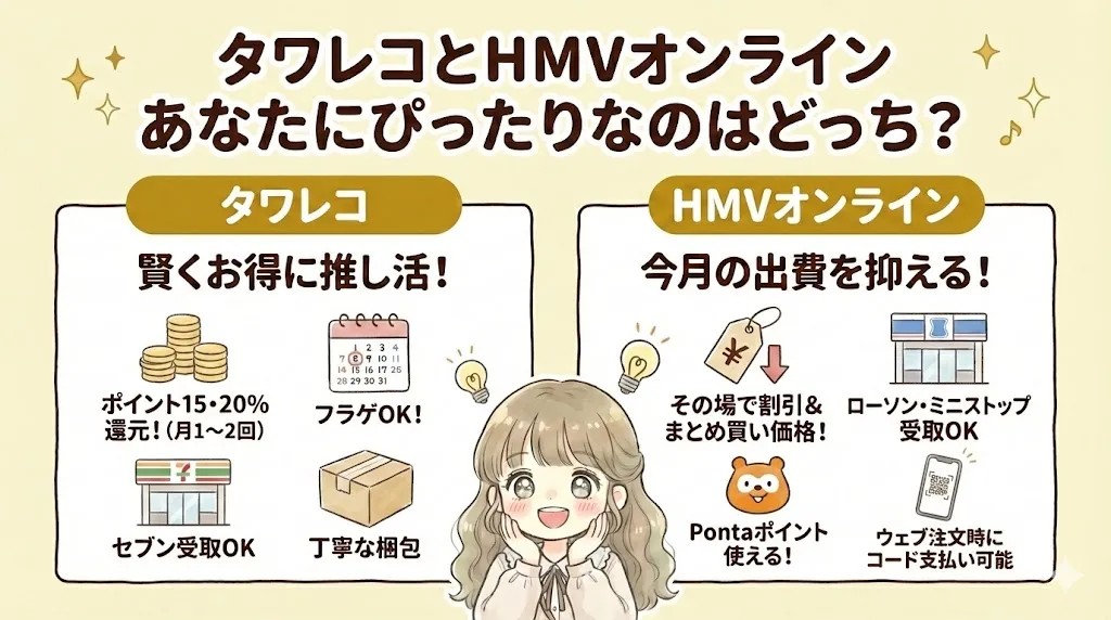 タワレコとHMVオンラインを比較して分かったショップ別おすすめの人